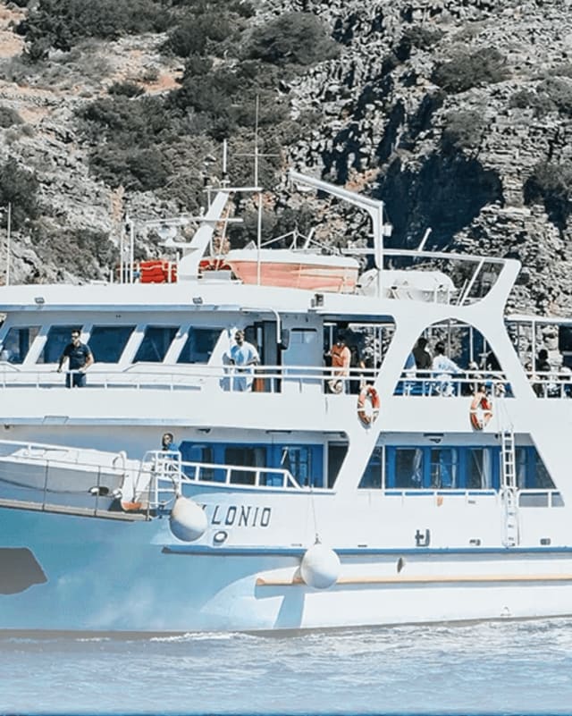 A yacht off the rocky Crete coast