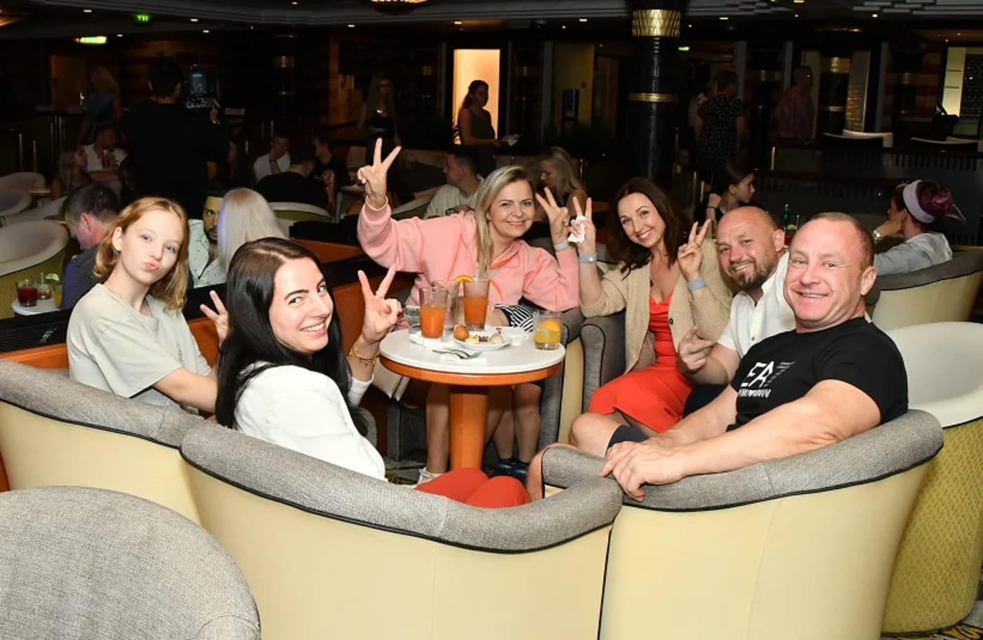 Members in the ship's lounge