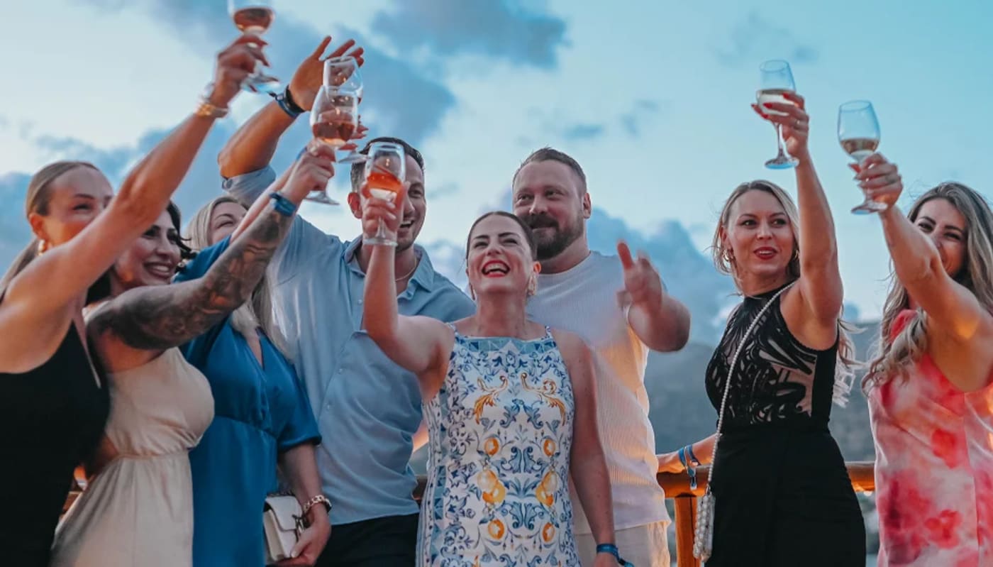 Distributors raising a toast in Crete